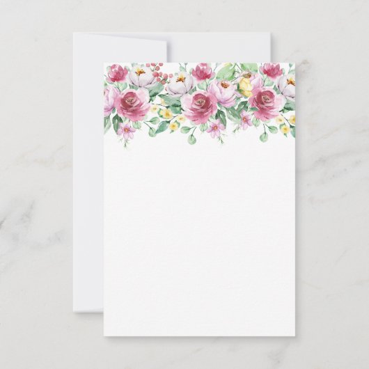 Romantisch roze bloemmetjes bruiloft RSVP kaartje (Achterkant)