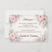 Romantisch Roze Bloemmotief Bedankkaart (Voorkant)