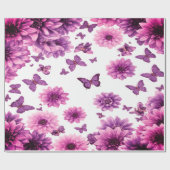 Romantisch Roze Bloemmotief Cadeaupapier (Vlak)