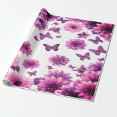 Romantisch Roze Bloemmotief Cadeaupapier (Uitgerold)
