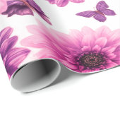 Romantisch Roze Bloemmotief Cadeaupapier (Rol Hoek)