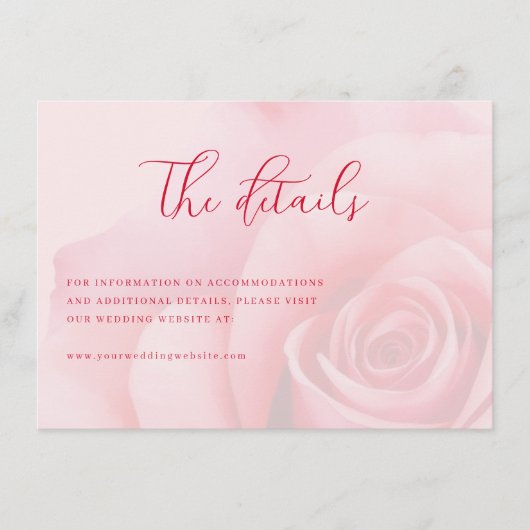 Romantisch Roze Bloemmotief Informatiekaartje (Voorkant)