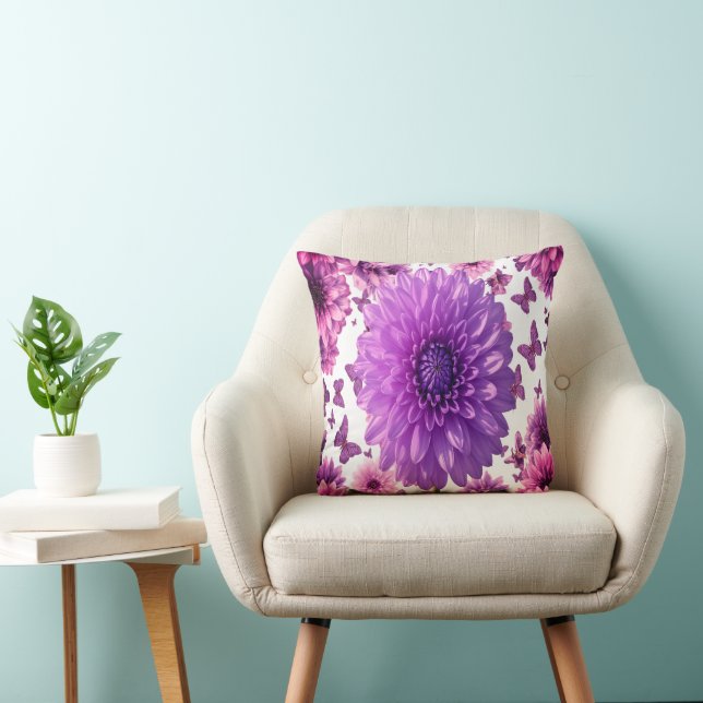 Romantisch Roze Bloemmotief Kussen (Stoel)