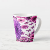 Romantisch Roze Bloemmotief Latte Mok (Rechterhoek)