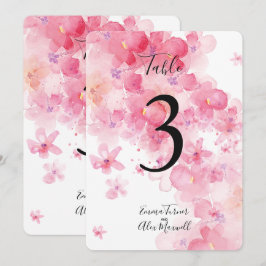 Romantisch Roze Bloemmotief | Tafelnummerkaartjes Kaart