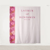 Romantisch Roze Bloemmotief Wandkleed (Voorkant)
