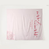 Romantisch Roze Bloemstuk Trouwbord Wandkleed (Voorkant (horizontaal))