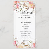 Romantisch Roze Bloesem Bloemig Huwelijksprogramma Programmakaart (Voorkant / Achterkant)