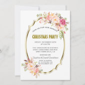 Romantisch Roze Blush Bloemen Goud Kerstfeest Kaart (Voorkant)
