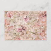 Romantisch Roze Blush Bloemen Monogram Boog Detail Informatiekaartje (Achterkant)
