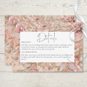 Romantisch Roze Blush Bloemen Monogram Boog Detail Informatiekaartje