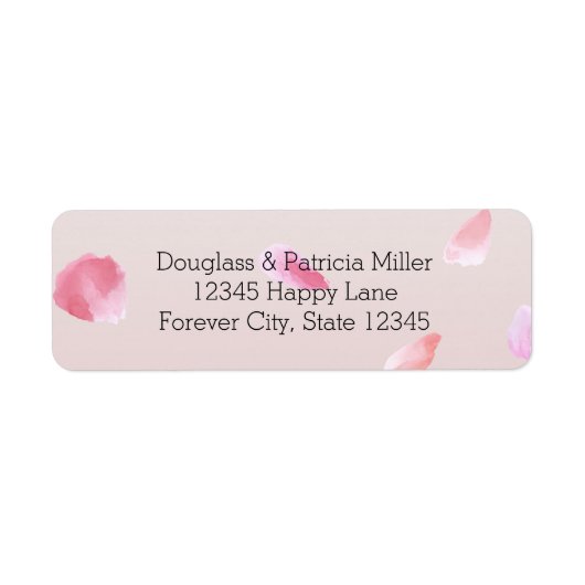 Romantisch Roze Blush Roos Petal Floral Etiket (Voorkant)