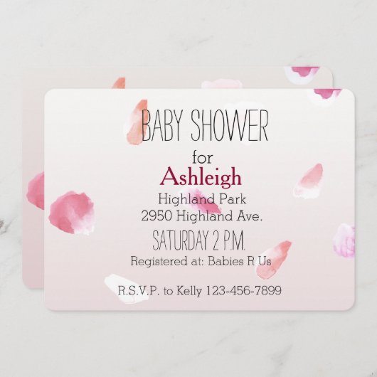 Romantisch Roze Blush Roos Petal Floral Kaart (Voorkant / Achterkant)