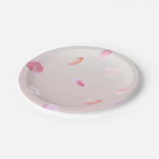 Romantisch Roze Blush Roos Petal Floral Papieren Bordje (Gekanteld)