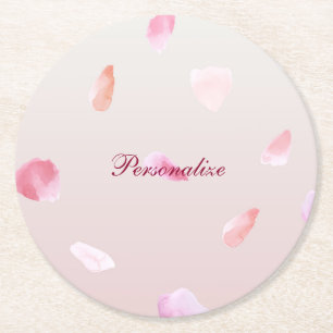 Romantisch Roze Blush Roos Petal Floral Ronde Kartonnen Onderzetter