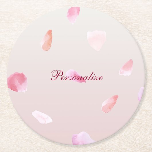 Romantisch Roze Blush Roos Petal Floral Ronde Kartonnen Onderzetter (Voorkant)