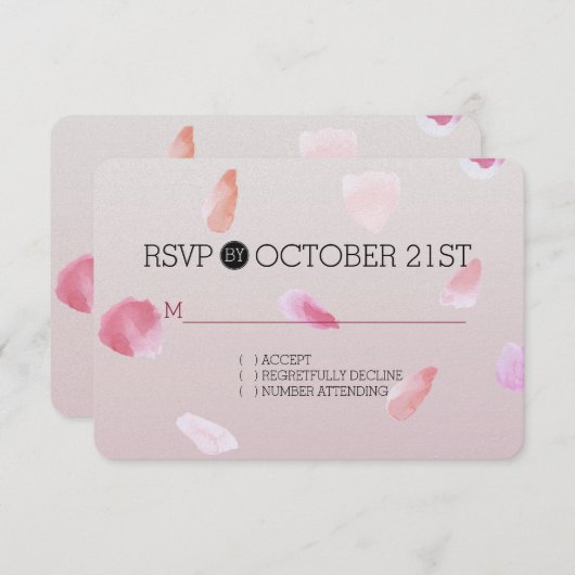 Romantisch Roze Blush Roos Petal Floral RSVP Kaartje (Voorkant / Achterkant)