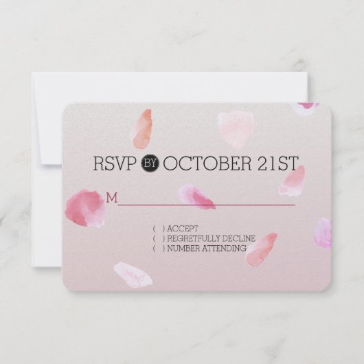 Romantisch Roze Blush Roos Petal Floral RSVP Kaartje (Voorkant)