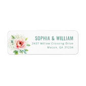 Romantisch Roze Botanische Bloemen Etiket (Voorkant)