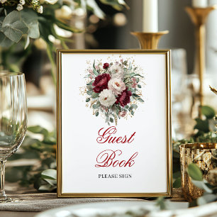 Romantisch Roze Bourgondië Gastboek Bruidscadeau Poster