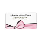 Romantisch Roze Bow Bruiloft Label (Voorkant)