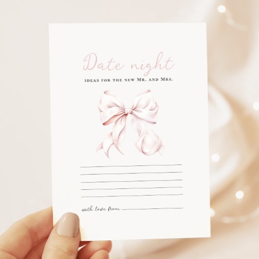 Romantisch Roze Bow Vrijgezellenfeest Datum Nacht  Informatiekaartje