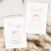 Romantisch Roze Bow Vrijgezellenfeest Datum Nacht  Informatiekaartje