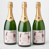 Romantisch roze bruidsboeket aangepast sparkling wijnetiket (Flessen)