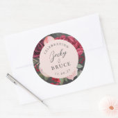 Romantisch roze bruidsboeket bloemig ronde sticker (Envelop)