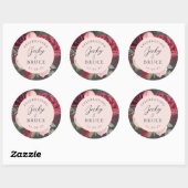 Romantisch roze bruidsboeket bloemig ronde sticker (Vel)