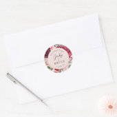 Romantisch roze bruidsboeket bruid & bruidegom ronde sticker (Envelop)