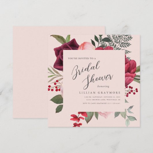 Romantisch roze bruidsboeket Bruidsmeisjesfeest Kaart (Voorkant / Achterkant)