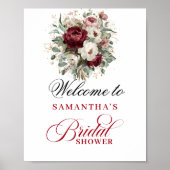 Romantisch Roze Burgundy Bruiloft Feest Welkomstbo Poster (Voorkant)
