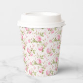 Romantisch Roze Cottage Roos Papieren Bekers (Voorkant)