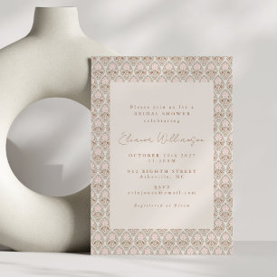 Romantisch roze Damask Border Boho Vrijgezellenfee Kaart