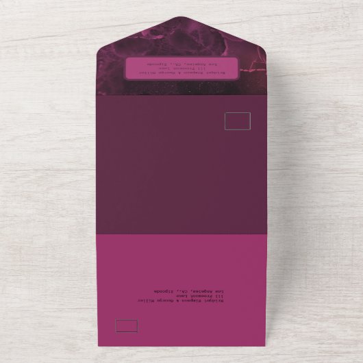 Romantisch roze elegant marmer all in one uitnodiging (Buitenkant)