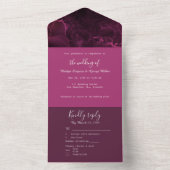 Romantisch roze elegant marmer all in one uitnodiging (Binnen)