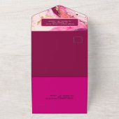 Romantisch roze elegant marmer all in one uitnodiging (Buitenkant)