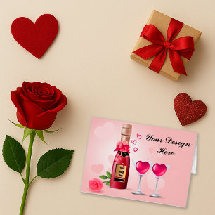 Romantisch Roze Elegante Fles Hartbril Kaart