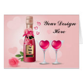 Romantisch Roze Elegante Fles Hartbril Kaart (Voorkant Horizontaal)