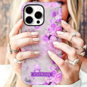 Romantisch Roze en Lavendel Naam Bloemen Case-Mate iPhone Case