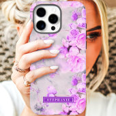 Romantisch Roze en Lavendel Naam Bloemen Case-Mate iPhone Case
