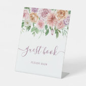 Romantisch roze en Paars Roos Shower-gebaar Reclamebord Met Voetstuk (Voorkant)