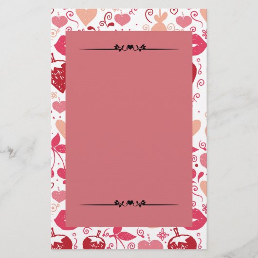 Romantisch roze en rode harten briefpapier (Voorkant)