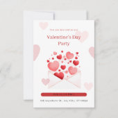 Romantisch Roze en Wit Valentijn's Day Party Kaart (Voorkant)