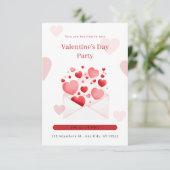 Romantisch Roze en Wit Valentijn's Day Party Kaart (Staand voorkant)