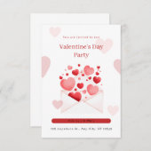 Romantisch Roze en Wit Valentijn's Day Party Kaart (Voorkant / Achterkant)