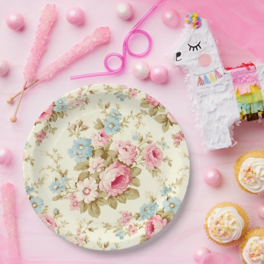 Romantisch Roze Engels Rozen op Bord Geel (Feest)