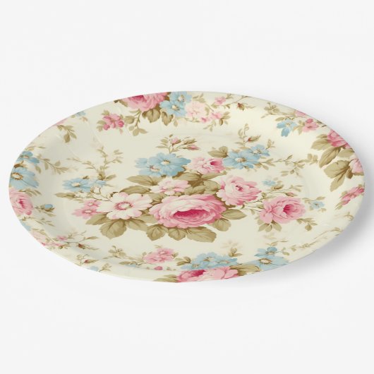 Romantisch Roze Engels Rozen op Bord Geel (Gekanteld)