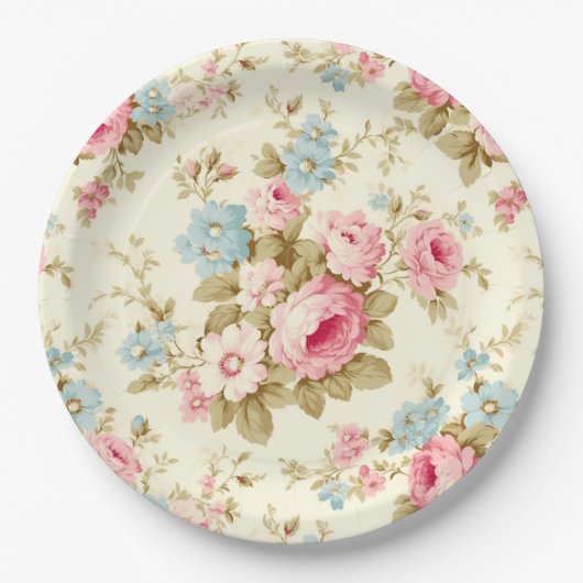 Romantisch Roze Engels Rozen op Bord Geel (Voorkant)